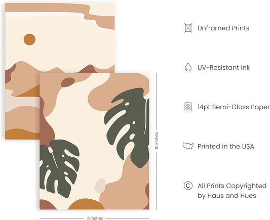 Boho Prints Neutral Wall Art - Set of 6 Boho Art Prints Mid Century Modern Wall Art | Bohemian Artwork for Wall Aesthetic Decor 8" X 10" UNFRAMED