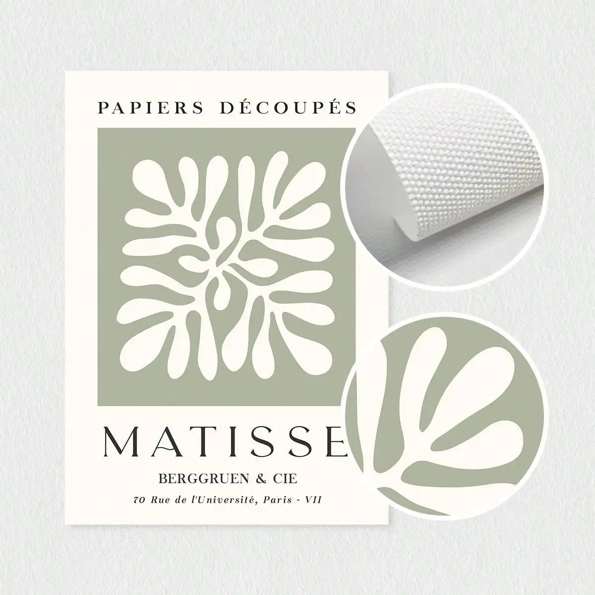 Set of 3 Sage Green Spring Flower Matisse Wall Art Canvas, Green Plant Print Poster, Bohemian Wall Art, Matisse Art Gallery Wall, Henry Matisse Print, Minimalist Modern Home Decoration, Wall Decoration, Living Room Gift, Bedroom Aesthetic Wall Art, Frameless